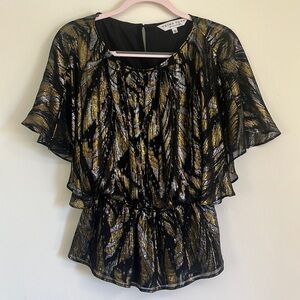 Trina Turk Black and Gold Blouse